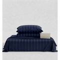 Rahat | Navy Blue Thick Satin Striped 100% Cotton Bedsheet Set, 550 Thread Count