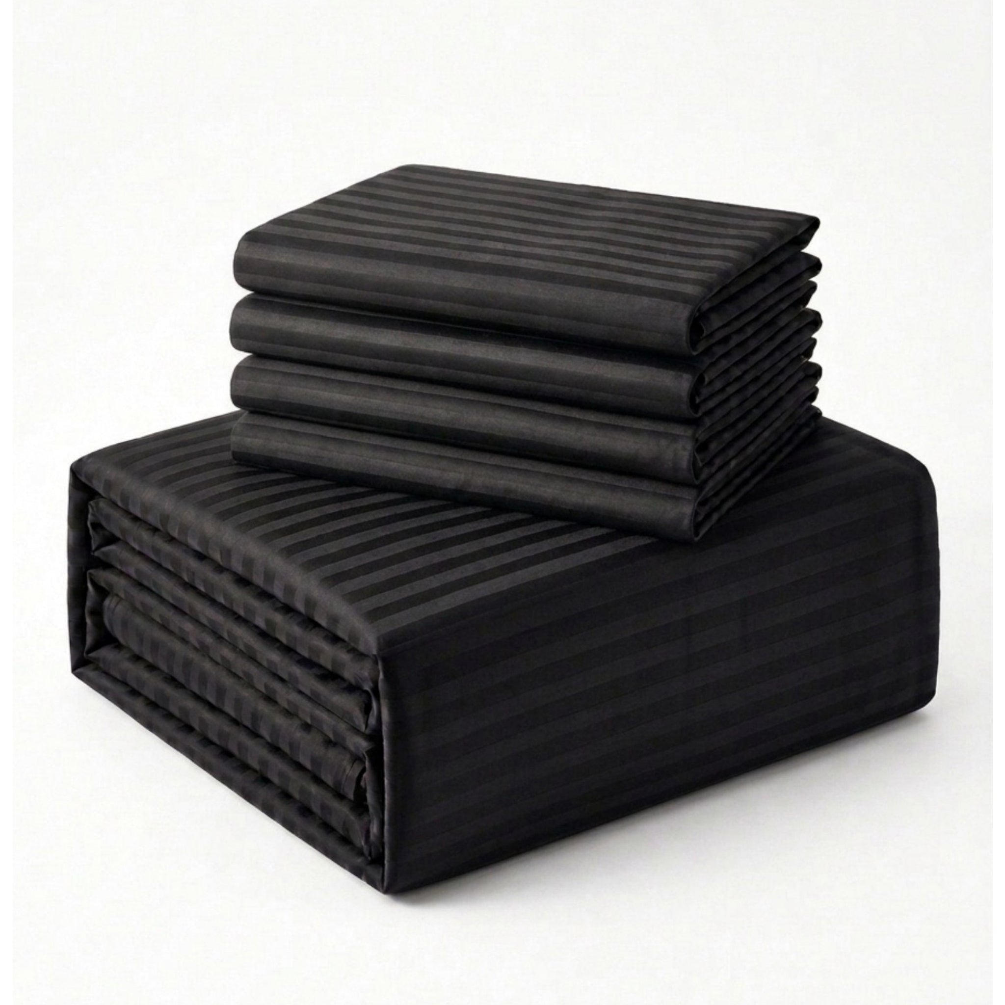 Layali | Black Striped 100% Cotton Bedsheet Set, 450 Thread Count
