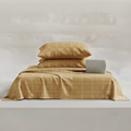 Sahra | Khaki Checkered 100% Cotton Bedsheet Set, 450 Thread Count