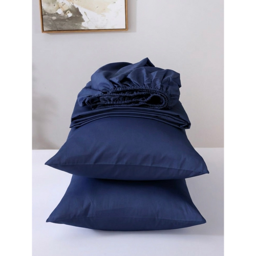Neeli | 100% Cotton Nany blue Bedsheet Set, 450 Thread Count