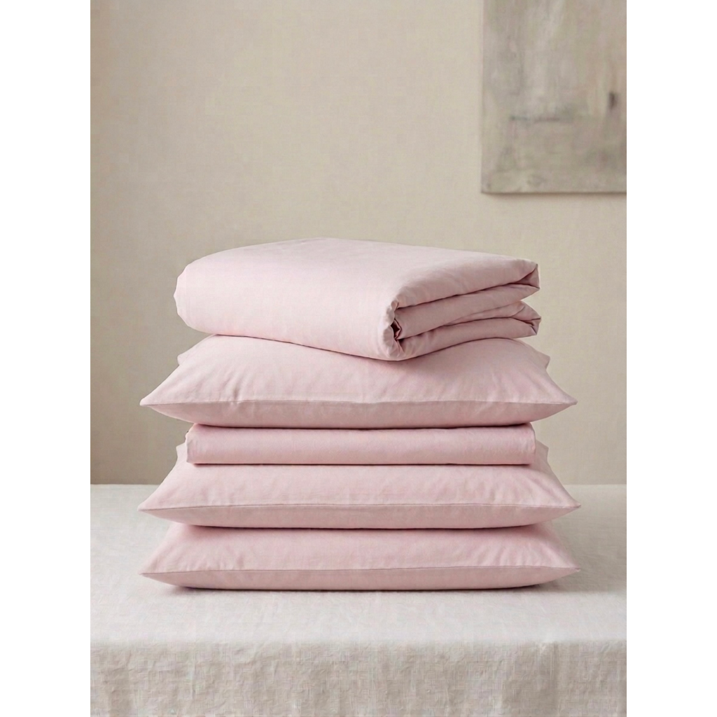 Rosy | Pastel Pink 100% Cotton Bedsheet Set, 450 Thread Count