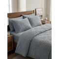 Sana | Misty Grey-Blue Tufted Diamond 100% Cotton Bedding Set, 400 Thread Count