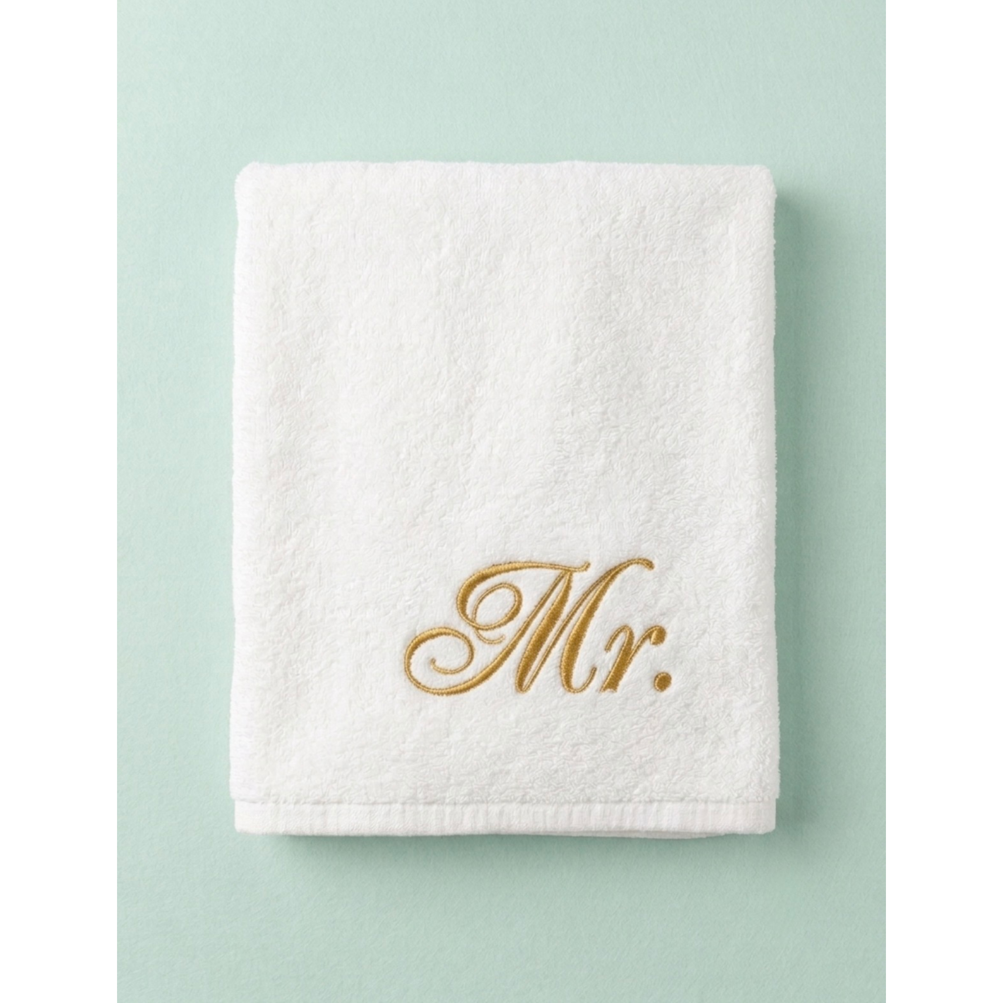 Premium White 100% Cotton "Mr." Embroidered Bath Towel