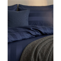 Rahat | Navy Blue Thick Satin Striped 100% Cotton Bedsheet Set, 550 Thread Count