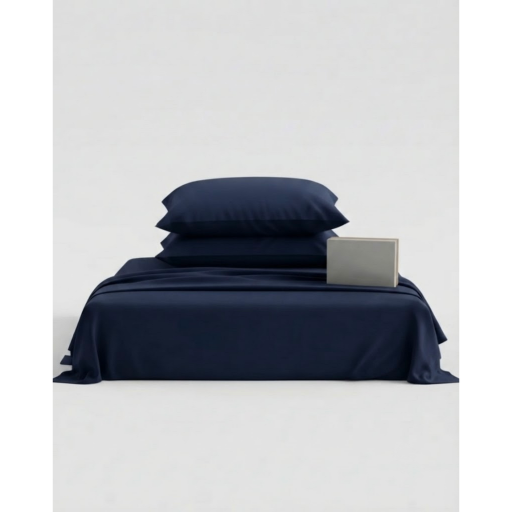 Neeli | 100% Cotton Nany blue Bedsheet Set, 450 Thread Count