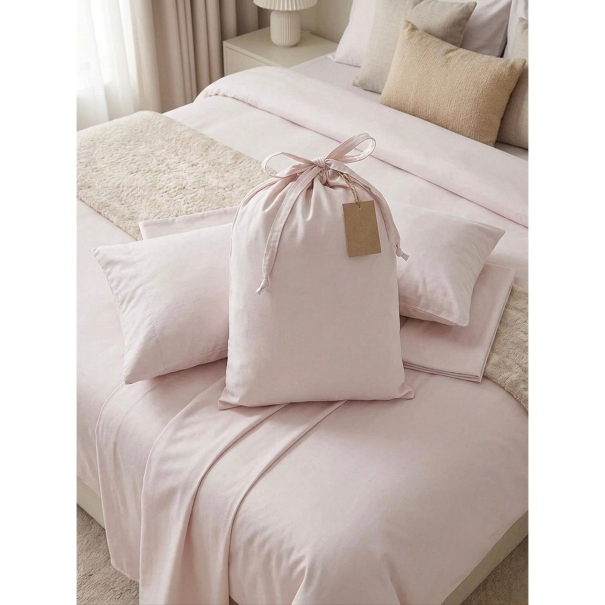 Rosy | Pastel Pink 100% Cotton Bedsheet Set, 450 Thread Count